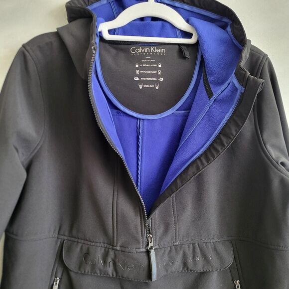 Calvin Klein Performance Jacket Hood Quarter Zip Black Kangaroo Pocket L - Picture 6 of 10